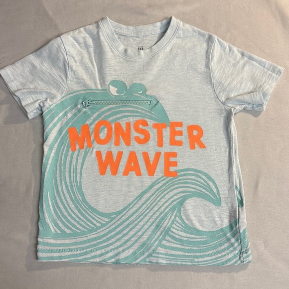 GAP - Kids Light Blue Monster Wave Tee w/ decorative zipper - Picture 1 of 4